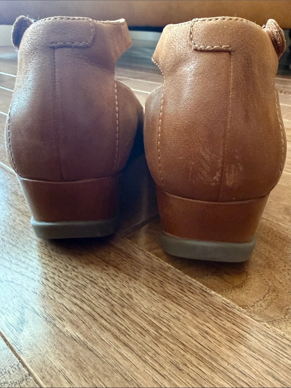 Dansko Shaylee brown tan leather wedge ankle strap mary jane 39 8.5